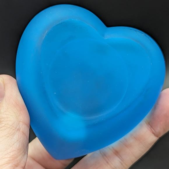 Vintage Westmoreland Blue Glass Hand Painted Daisy Small Trinket Dish As Is - Picture 2 of 14